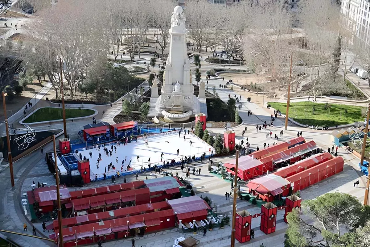 la navideña - navidad plaza españa madrid - pista de hielo plaza españa - mercado navidad plaza españa